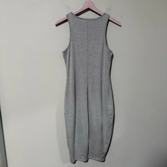 Marine Layer Tank Dress Medium Grey White Thin Micro Stripe Lexi Stretch Midi - Picture 7 of 7